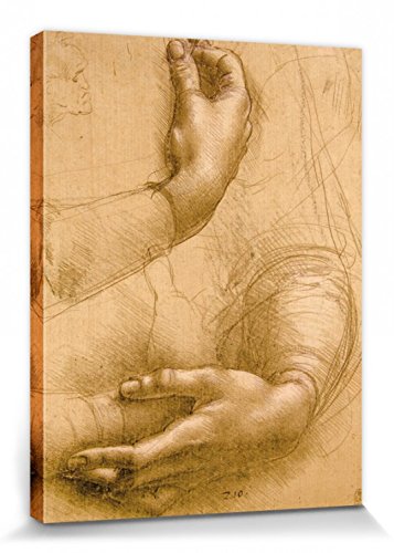 1art1 Leonardo da Vinci Poster Stampa Artistica su Tela Studio di Mani, Circa 1478 Quadro da Parete sulla Barella | Murale XXL | Immagine 40x30 cm