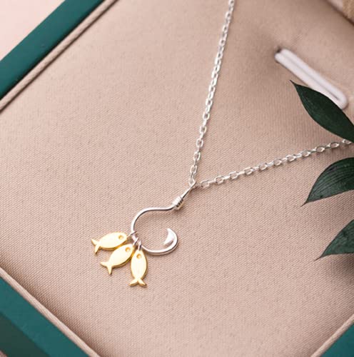 Chaînes en argent pour femmes avec collier pendentif mignon poisson S925 - 7