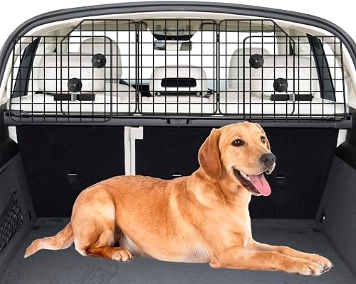 NOAMOO Dog Car Barrier for SUVs, Van, Vehicles, Adjustable Large Pet Barriers, Universal Fit Heavy-Duty Wire Mesh Dog Guard, Pet Divider Gate for Truck Cargo Area, Safety Car Divider, 61.9 Inches