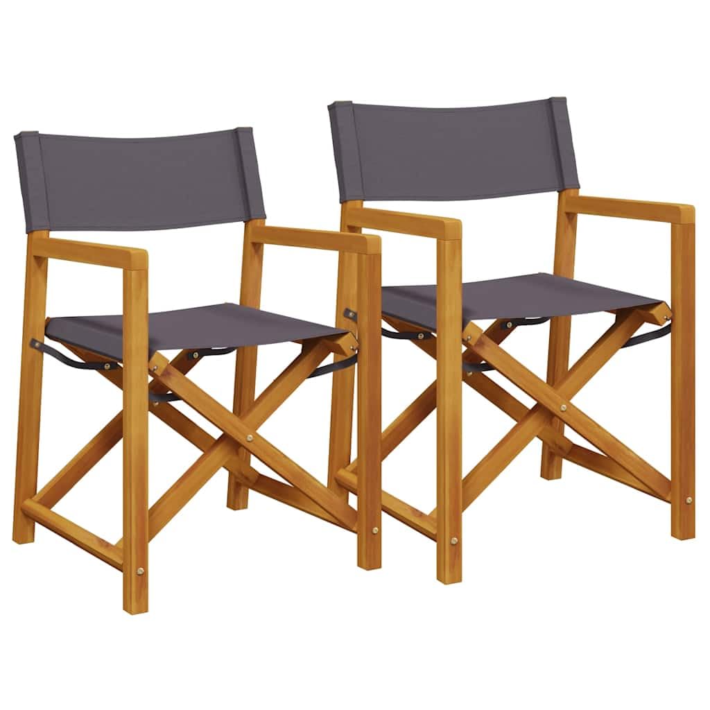 Chaises de réalisateur pliables lot de 2 gris foncé tissu