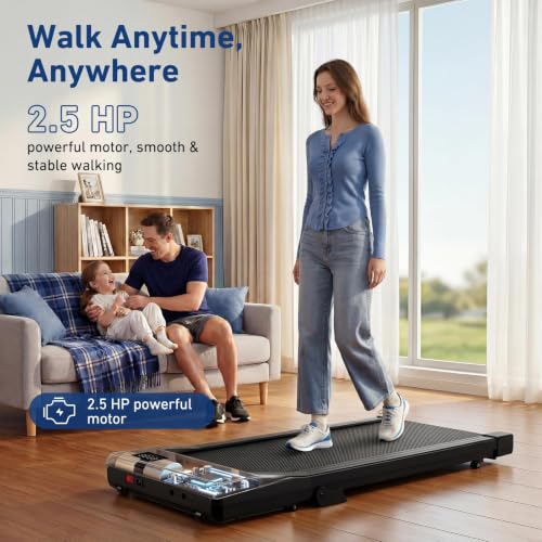 Image of DeerRun Walking Pad with 6% Incline, 3 in 1 Under Desk Treadmill for Home Office & Small Spaces, 2.5HP Quiet Walking Pad Treadmill with 300lb Capacity, 0.6-3.8MPH, App & Remote Control