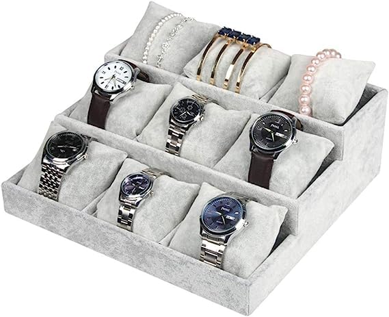 Image of 9 Pillow Watch Step Velvet Jewelry Drawer Organizer Tray Stackable Jewelry Tray