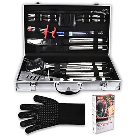 Commercial Chef Barbeque Grill Accessories for Outdoor Grill - Grilling Accessories - BBQ Grill Set - Grilling Gifts for Men BBQ Smoker Accessories - BBQ Accessories - 25 PC Cover