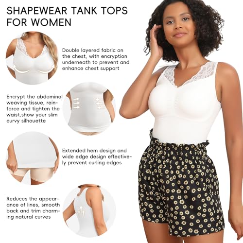 Image of JOYSHAPER Shapewear Camisoles with Built in Bra Tummy Control Shapewear Tank Tops for Women Padded Bras Shaper Cami