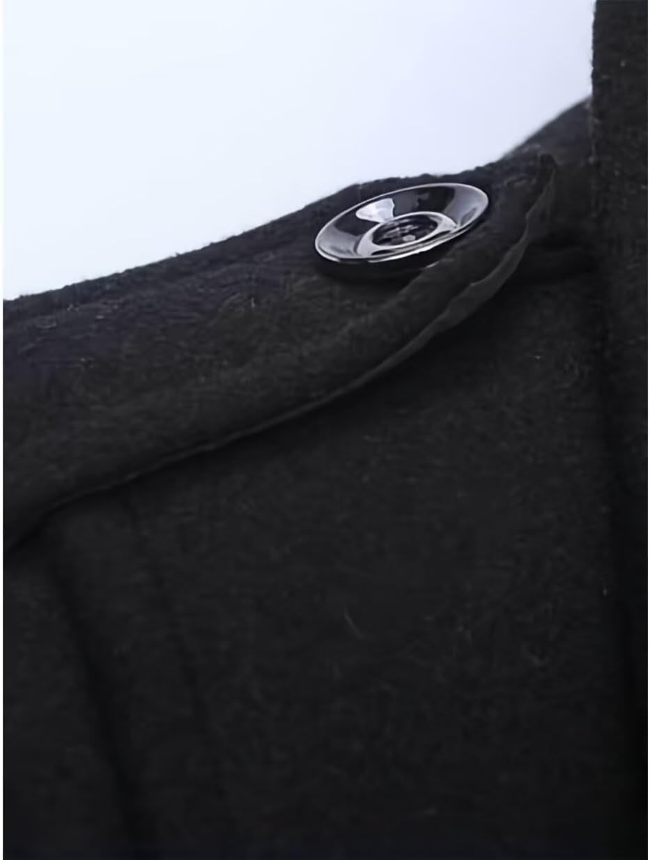 INVACHI Men's Trench Coat Wool Blend Single Breasted Peacoat Thermal Business Winter Coat with Removeable Collar - Image 5