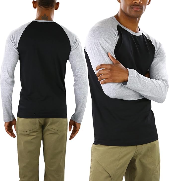 Image of Men's Henley Shirts Raglan Long Sleeve Casual Slim Fit Lightweight Fashion T-Shirts