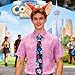 Halloween Cosplay Costume Halloween Costume for Men Pink Printed T-Shirt Headband Purple Tie Set (M)