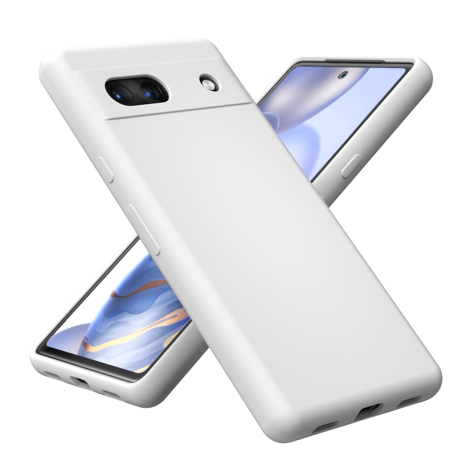 Funda Pixel 7a blanca de silicona líquida para proteger tu móvil diario 7