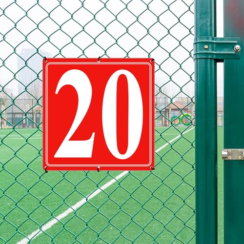 Image of Premium Aluminum Number Signs 20, Metal 12 inch X 12 inch Red Numbered Signs Outdoor for Parking Lots, Floor, Dock, Court, Aisle, Field, High Visibility, No Fade, Weather-resistant