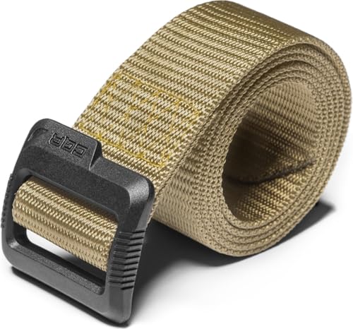 CQR Tactical Belt Military Style Heavy Duty Belt Webbing EDC Quick-Release Buckle Dura Nylon Khaki Medium
