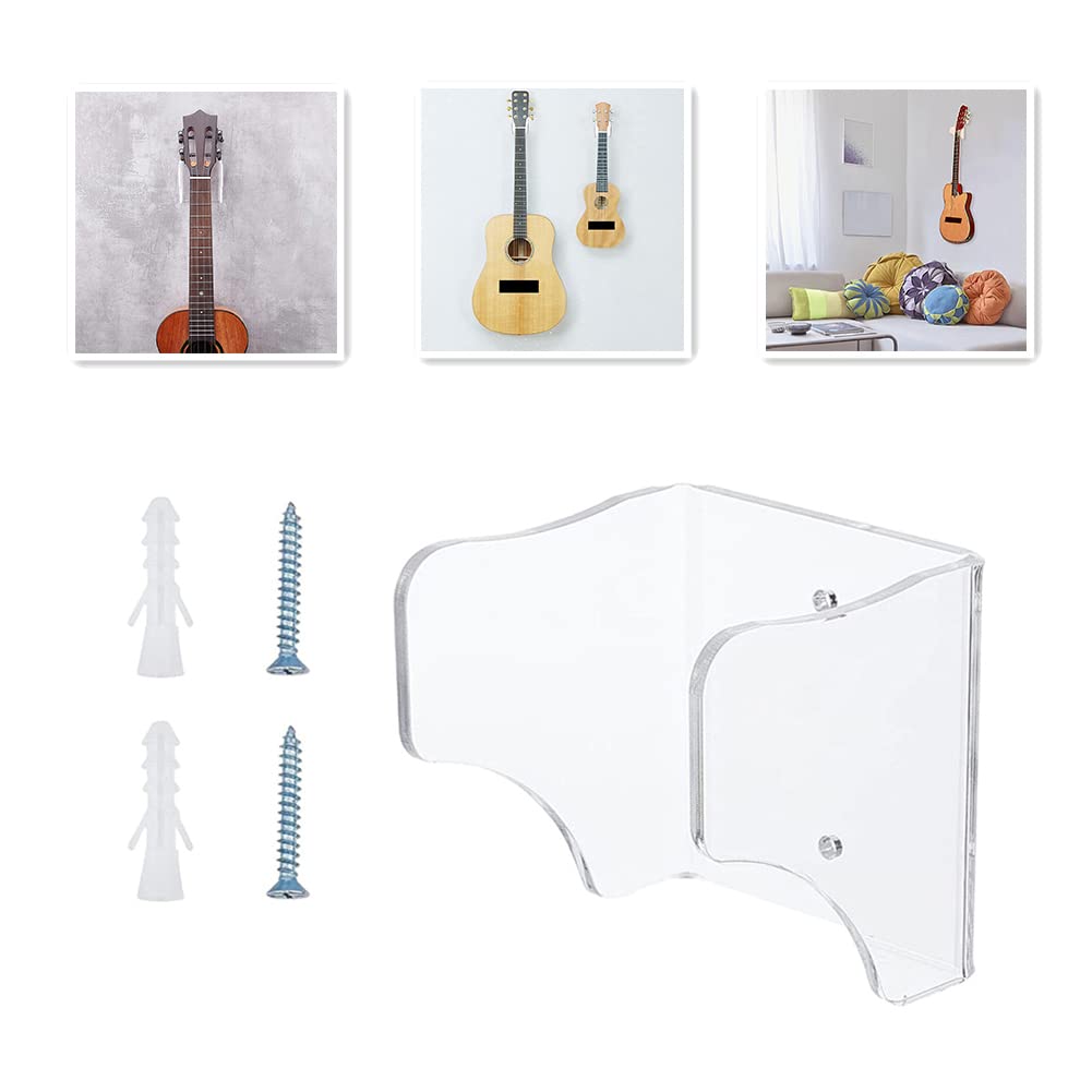 Guitar Wall Hanger | Transparent Durable | Acrylic Wall Mount Rack for Guitar Violin | Sturdy Metal Construction Adjustable Hanger | Professional Holder for Home Decoration, Type 3