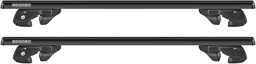 OMAC Juego de barras transversales de portaequipajes para Nissan Pathfinder 2013-2022, color negro barras transversales de riel de techo de