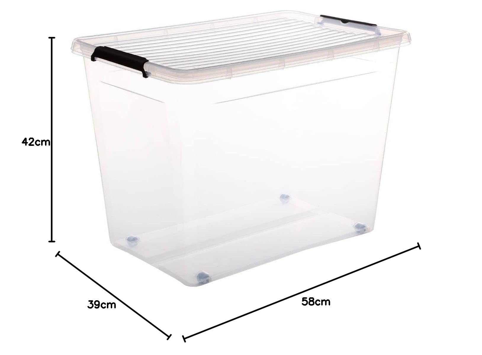 Storage Box Five Clip Boîte De Rangement Transparente 80L