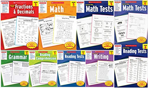 Scholastic Success With - Grade 5 & Grade 6 Workbooks Set (9 books): Fractions&Decimals 5, Math 5, Math Tests 5, Grammar 5, Reading Comprehension 5, Reading Tests 5, Writing 5, Reading Tests 6, Math T