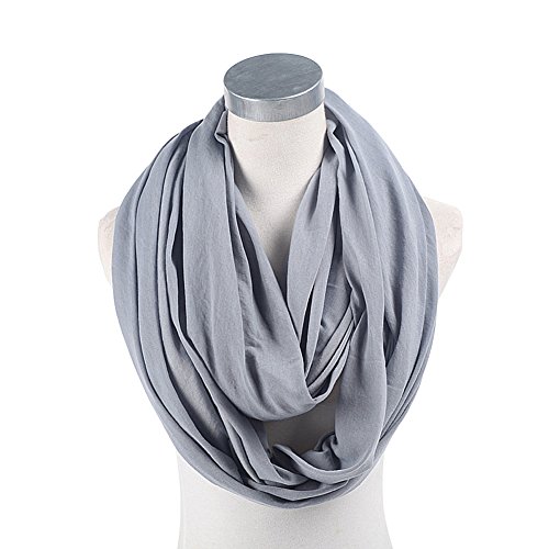 Nursing Scarf & Breastfeeding Cover - Stylish Multi-Use Infinity Shawl - Stretchy Covers for Baby Carrier, Car Seat, Stroller, Canopy, and Shopping Cart (90 * 80cm,Light Grey)