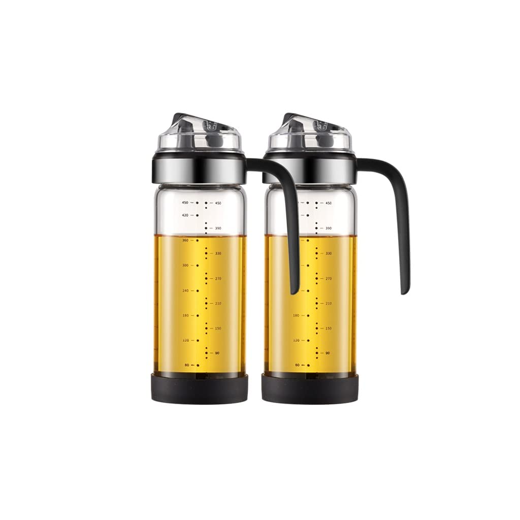 WDX Zweiteiliger Öltopf für Küche, Haushalt, Glas, auslaufsicher, große Ölflasche, kleines Öltank, Sesamöl, Sojasauce, Essig, Topf, Gewürzflasche sortieren (Größe: 450 ml*2)
