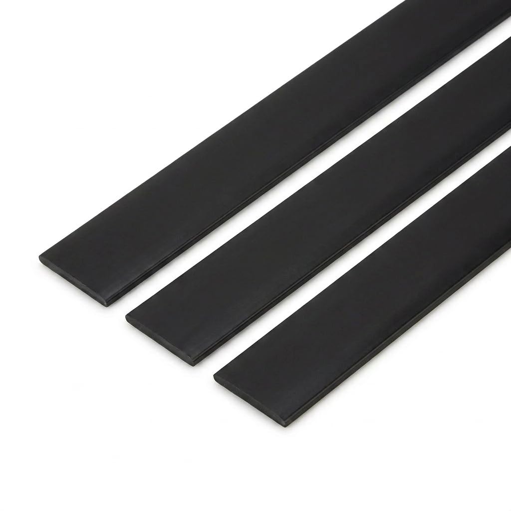 Matt Black Trim Strips x 1 Metre, Flat Bar PVC Edging, Wall Panel Border, DIY Decorative Gap Cover (3, Black, 38mm)