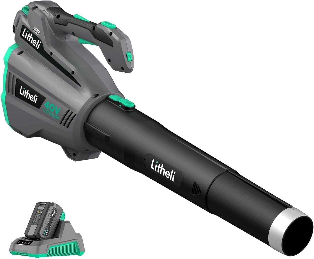 charger only***  Litheli Cordless Leaf Blower 40V, Battery Leaf Blowers for Lawn Care, with Brushless Motor, Axial Blower for Blowing Leaf, Dust, Snow, Debris, with 2.5Ah Battery & Charger Included