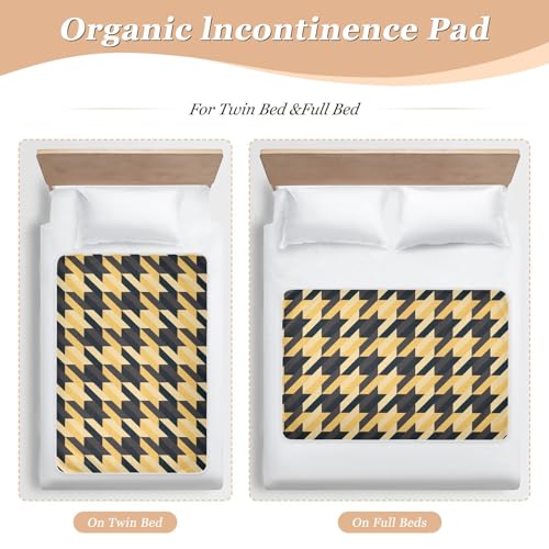 Alèses de lit motif pied-de-poule jaune imperméables et durables - 5