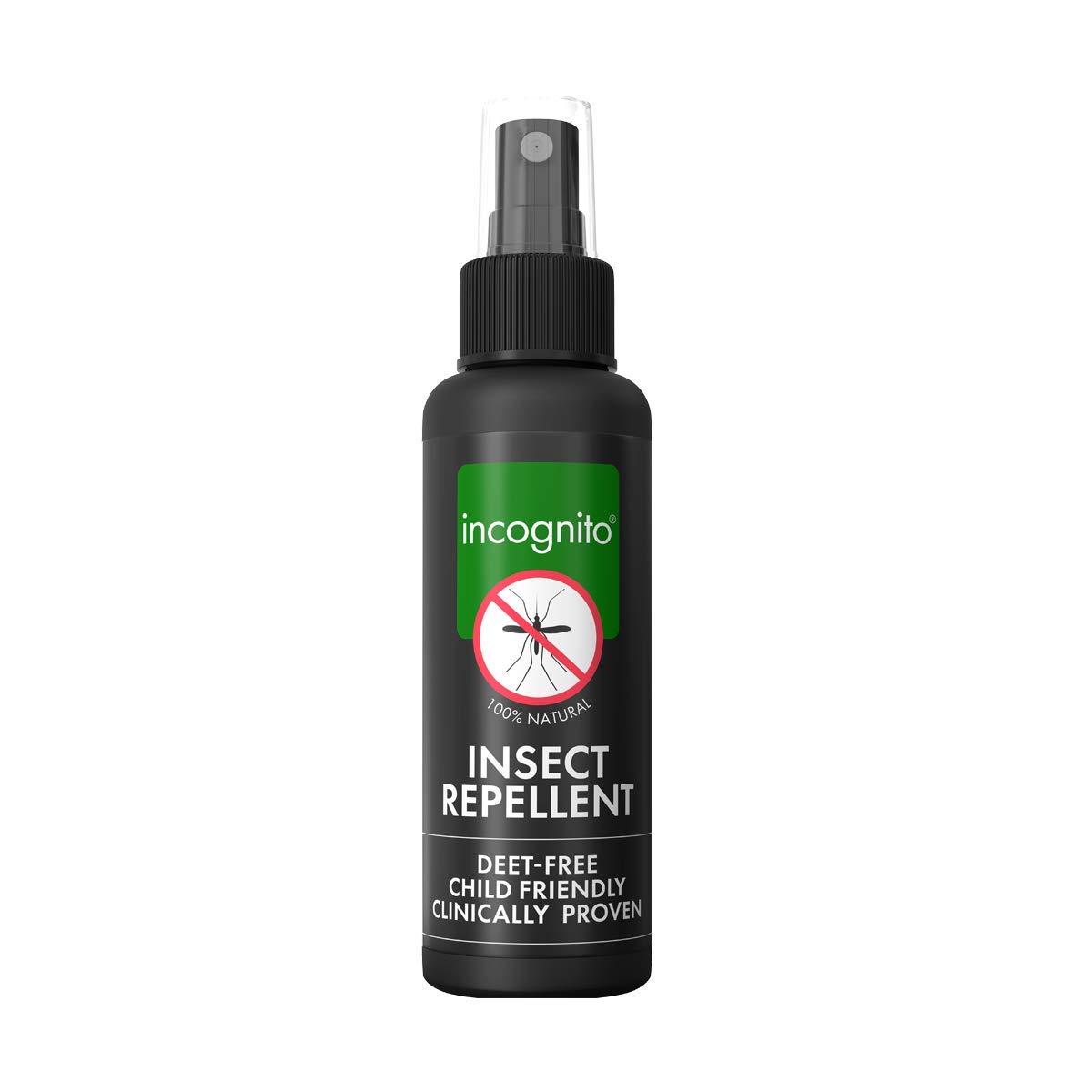Incognito Insect Repellent Spray, 2x100ml Natural DEET Free, Shields from Wide Range of Biting Insects. Clinically proven protection from Ticks & Dengue carrying mosquitoes, Organic Mosquito Repellent