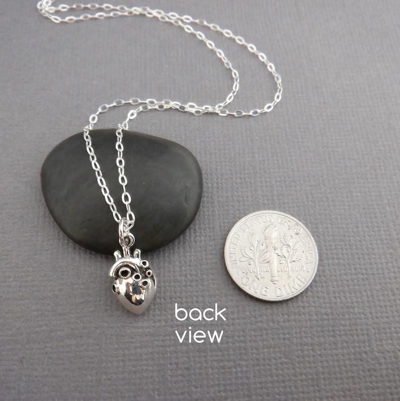 Collar de corazón anatómico de plata 925 con cadena de 45 cm 2