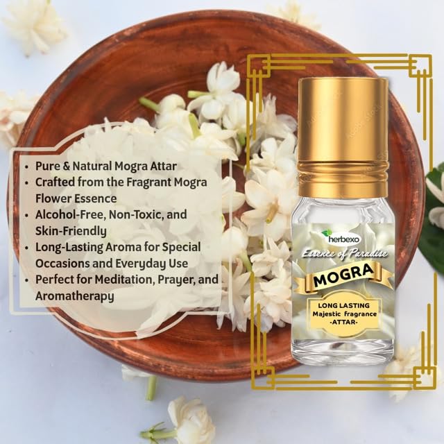 Image of Rose & Mogra Attar Combo | Long-Lasting Alcohol-Free Itra Perfume Oil | Pure Organic Natural Ittar for Men & Women | Floral Fragrance Gift Set