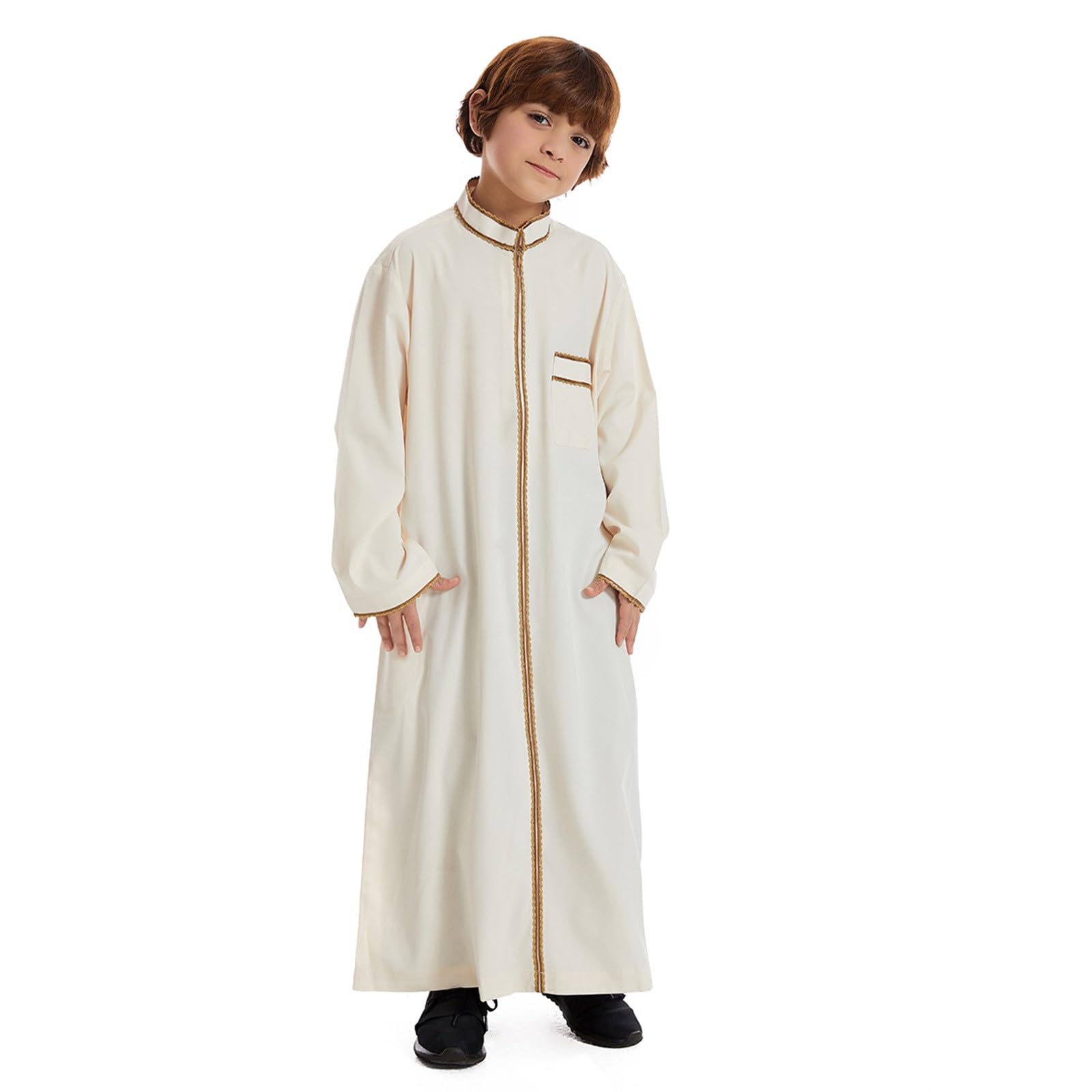 Muslimische Kaftan Kinder Jungen – Islamische Gebetskleidung Abaya Robe, Langarm Arabischer Kleidungsstil aus Dubai, Muslimisches Kleid Kaftan Gewand für religiöse Feste & Alltag