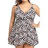 PERONA Maiô feminino plus size, maiô inteiro com estampa floral, Ada, 18