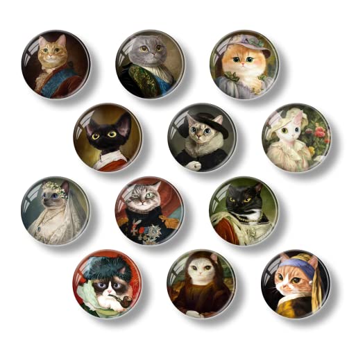 12 imanes decorativos de vidrio con diseño de gato