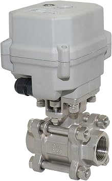 3/4" AC110-230V Three-Piece Stainless Steel 2 Way Electric Ball Valve,DN20 Motorized Ball Valve with Manual Function,CR303