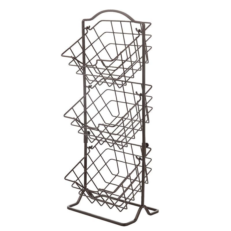 GAOCUNBING Kitchen Stand for Vegetables, Tiered Fruit Basket Snack Storage Rack, Multi-Purpose Storage Bin Fruit Basket Dish Organizer Rack for Cabinet Bread Storage Basket Three-layer