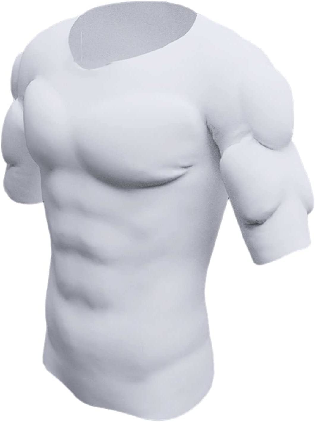 HIMKSRE False Muscle Chest T-Shirt for Men Shaper Fake Breathable Shoulders Padded Underwear (Color : White1, Size : L)