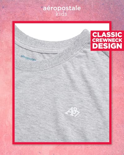 Image of Girls T Shirts - Soft Cotton Blend Short Sleeve Cute Graphic Tees - Classic Crewneck Logo Tee Girls Shirts (Sizes: 4-16), Size 7-8, Light Grey