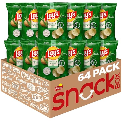 Lay's Potato Chips, Sour Cream & Onion, 1.5 Ounce (Pack of 64)