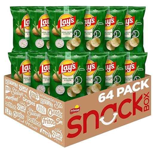 Lay's Sour Cream & Onion Flavored Potato Chips, 1.5 Ounce Bags (Pack of 64)