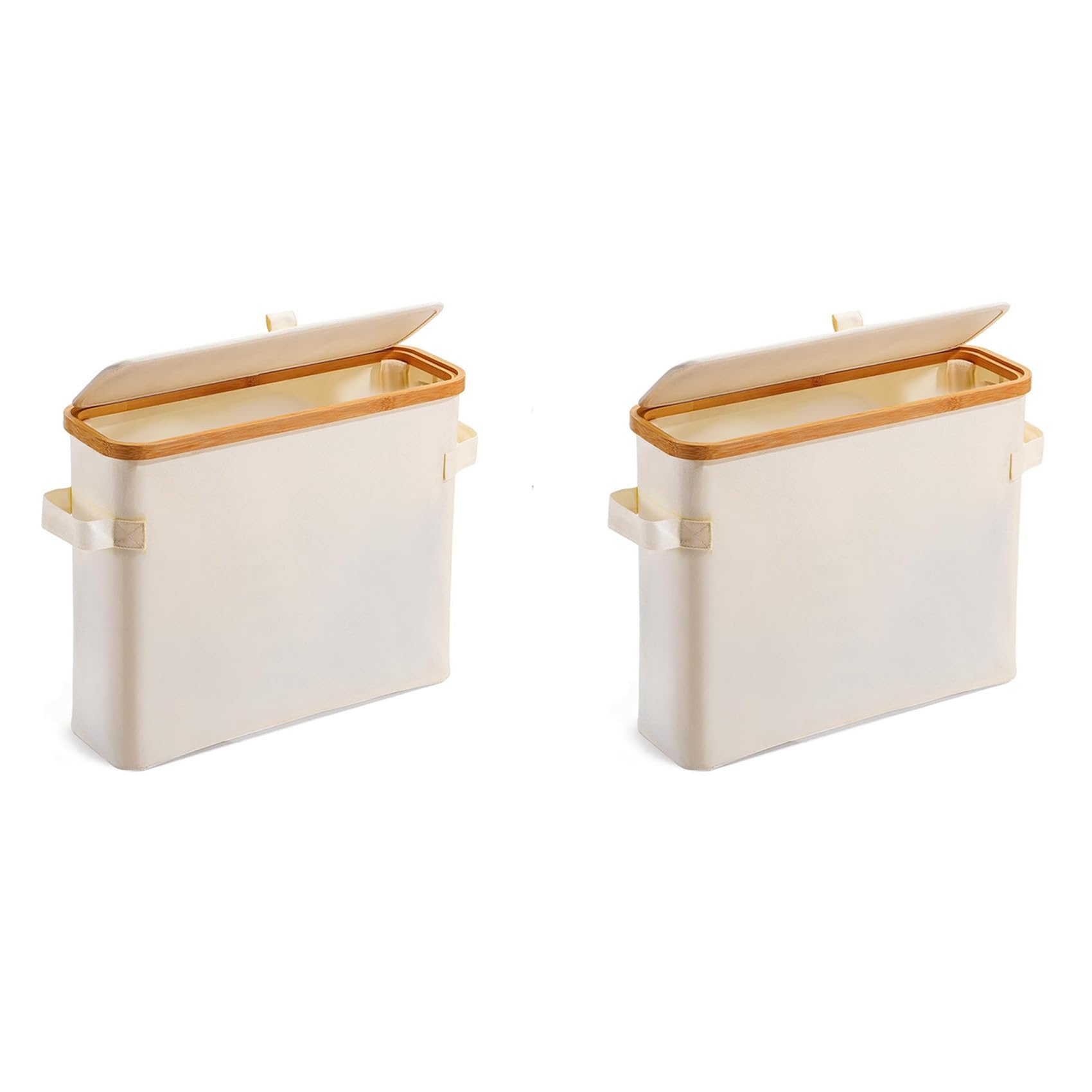 Hndhbfgrt 2X Bamboo Toilet Paper Storage Toilet Paper Stand with Bamboo Lid for Restroom Closet Bathroom Creamy-White