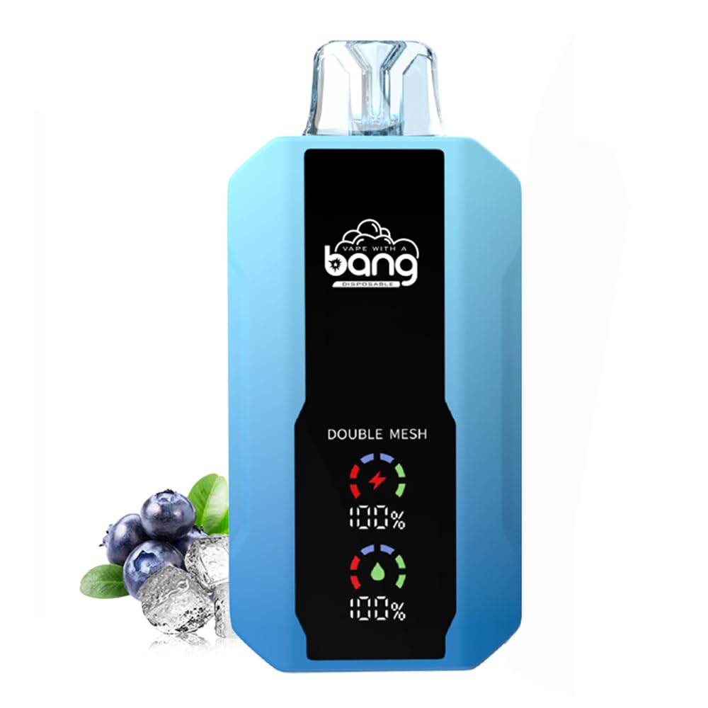 Bang 25000電子タバコ 使い捨て ベイプ vape 本体 持ち運び シーシャ 25000回吸引可能 水蒸気タバコ 禁煙 パイポ ニコチン タール無し大容量 電子シーシャ 12種類フレーバー Type-C充電式 ディスプレイ搭載 (ブルーベリーアイス)