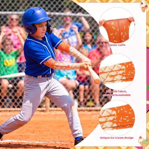 Zhamate 8 Pairs Ice Cream Baseball Arm Sleeves, Youth Sun Protection, S - 2