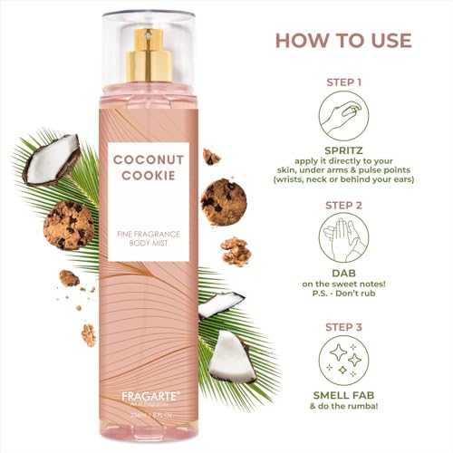 Image of Coconut Cookie Perfume Body Mist Spray Refreshing Long Lasting For Women's Elegant Fragrance Floral Oriental Creamy Cozy Ideal for Everyday Wear(236ml)