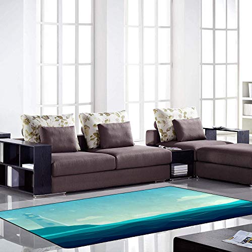 Tapis de grande taille en microfibres de corail bleu pour salon