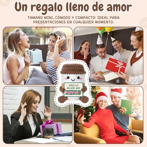 Miniatura 8 de Regalo Positivo Para Mujer, Regalo Cumpleaños Mujer - Apoyo Emocional Crochet Coffee Con Tarjeta, Regalos Originales Para Madre, Amiga, Hermana, Pareja, Novia O Compañera, Decoración Crochet Motivador