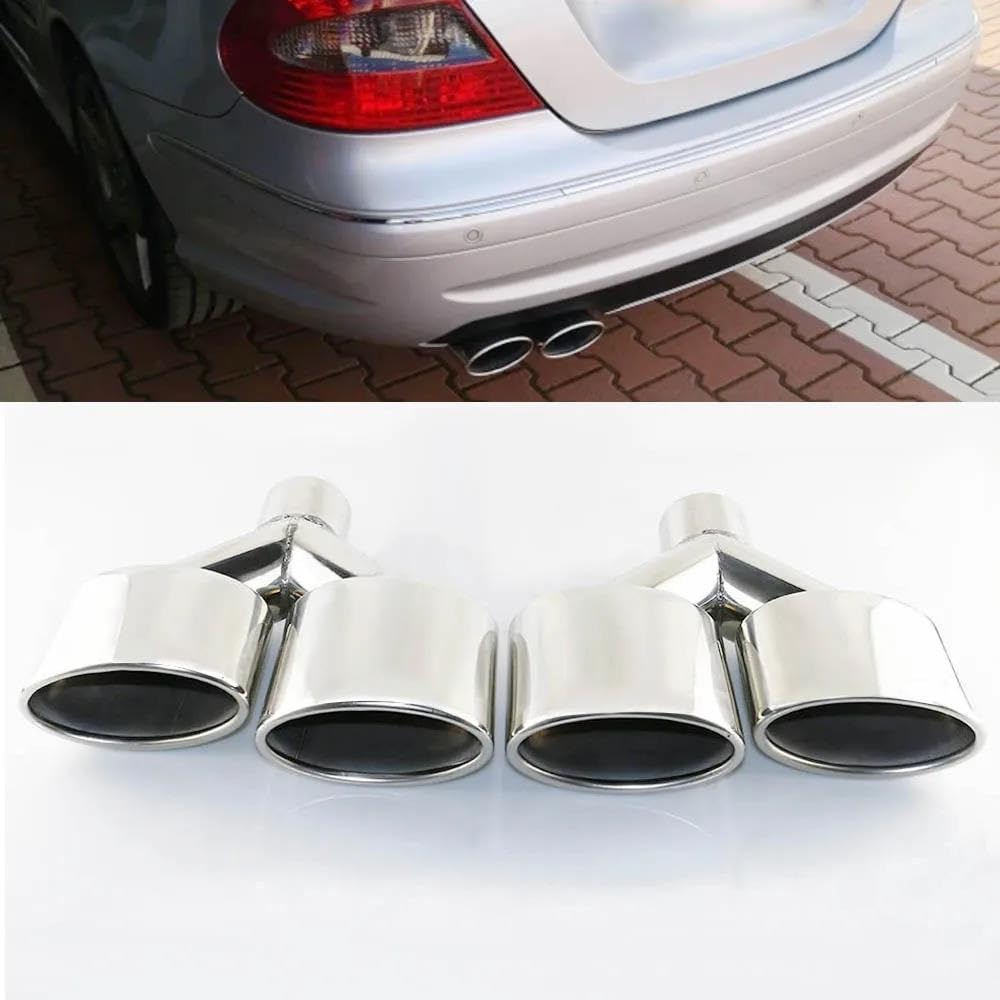 Coda Gola 1 Set Di Terminali Di Scarico Doppi In Acciaio Inossidabile Laminato Taiipipe Da 57 Mm, Ugello Universale Per Tubo Di Scarico Per Auto Doppi Tubi Scarico