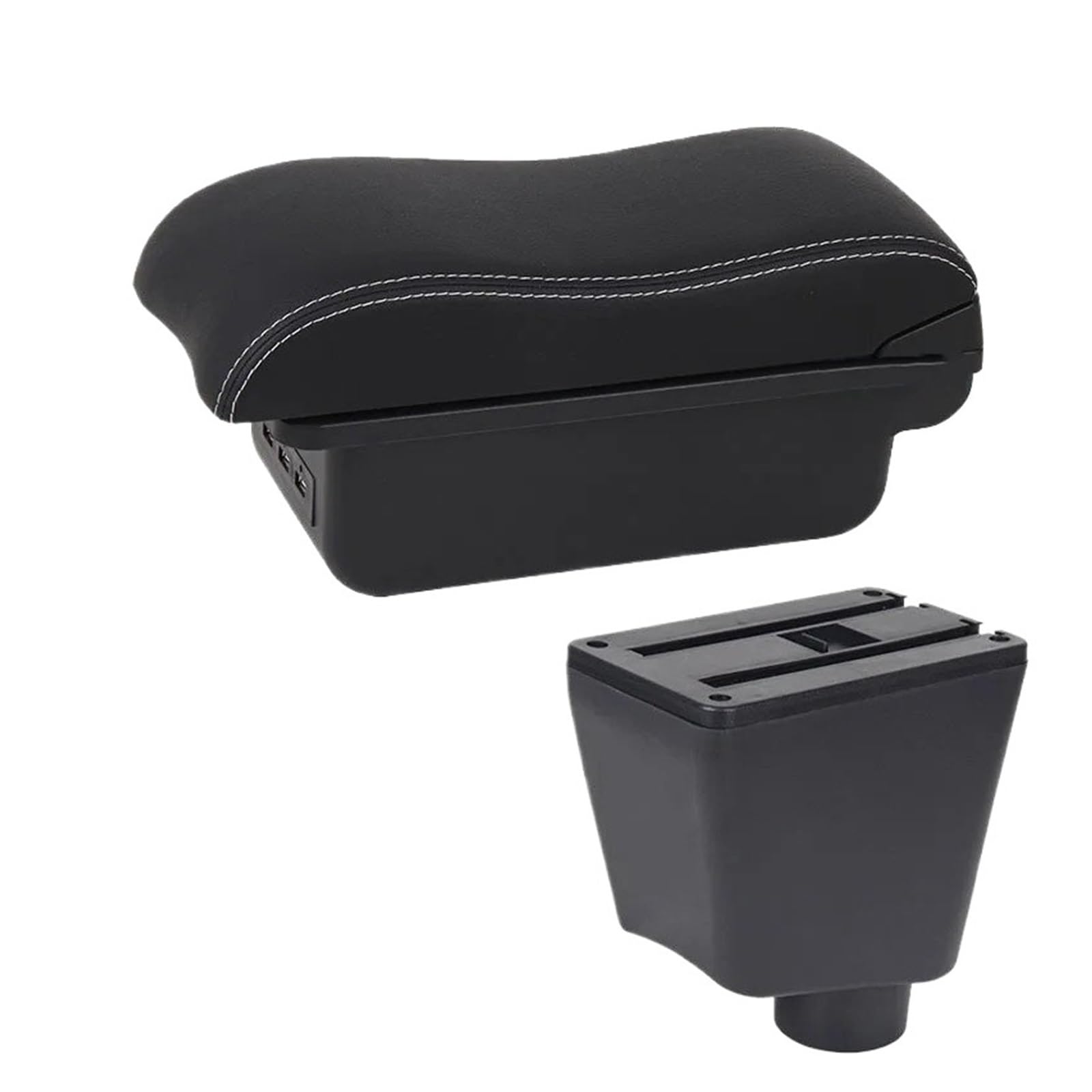 Armrest Box For Clio 3 For III 4 IV Armrest Box Accessories Storage Holder Ashtray Curved Surface Car Armrests(B Black white 3USB)
