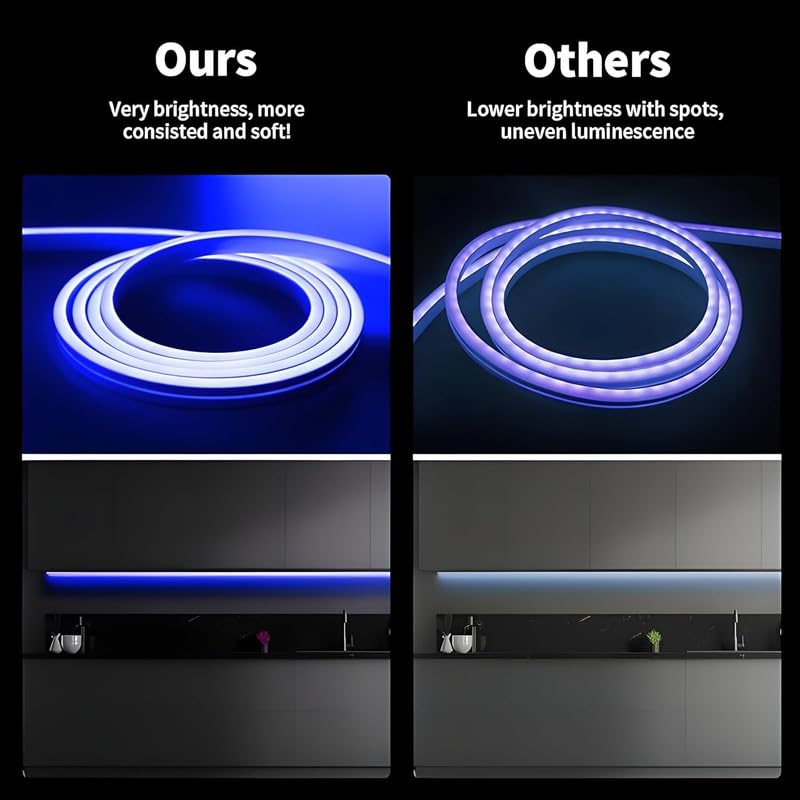Image of 16.1 Feet Neon LED Strip Light | 12V Adapter, Waterproof IP65, Silicone Flexible Rope Light for Home Wall Decor & Gaming Room| Led Strip Lights | Neon Lights 5 Meter | (Blue)