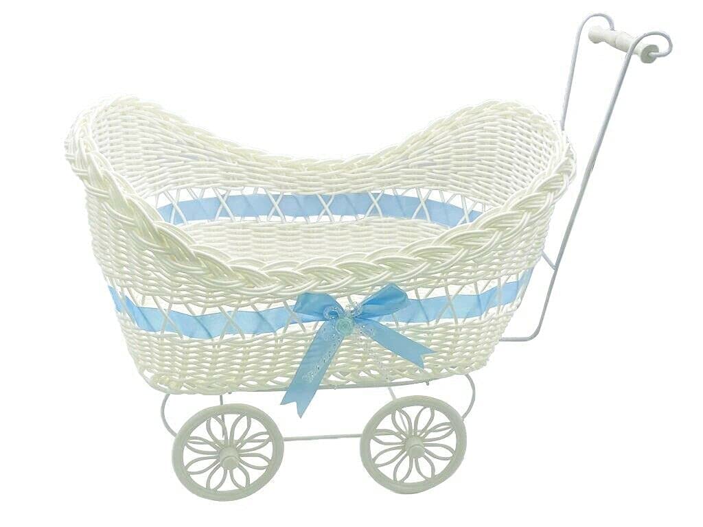 TOPPERFUN Mini-Dreirad Blumenkorb Aus Rattan - Handgeflochten Für Hochzeiten & Deko (37x29,5x24cm)