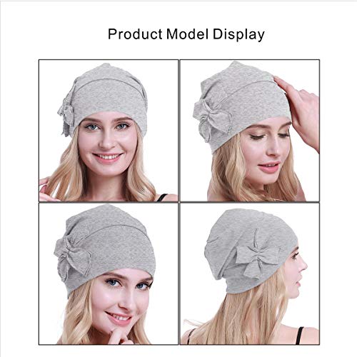 Osvyo Cotton Chemo Turbans Headwear Beanie Hat Cap For Women Cancer Patient Hairloss Light Grey #TOP1