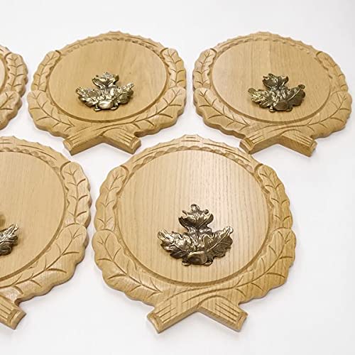 GTK Oferta 5 placas de cuña talladas de roble claro AF 19 cm con 5 hojas de roble, portada grande, cuña, tabla de especias, cartel trofeo.