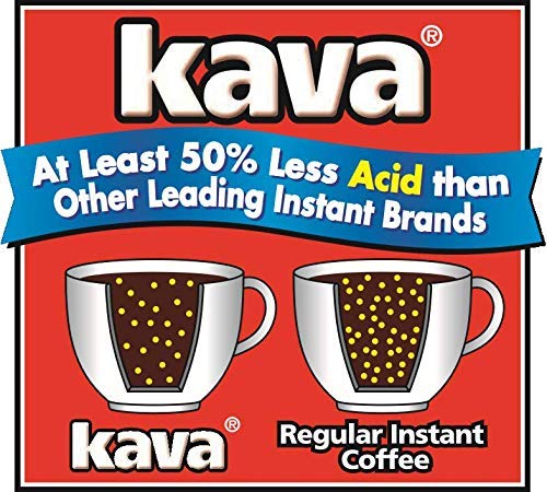 Kava Low Acid Instant Coffee Bundle Gift Set, 4 Ounce Glass Jar & 20 Single Serve Stick Packets For On-The-Go & Travel #TOP2