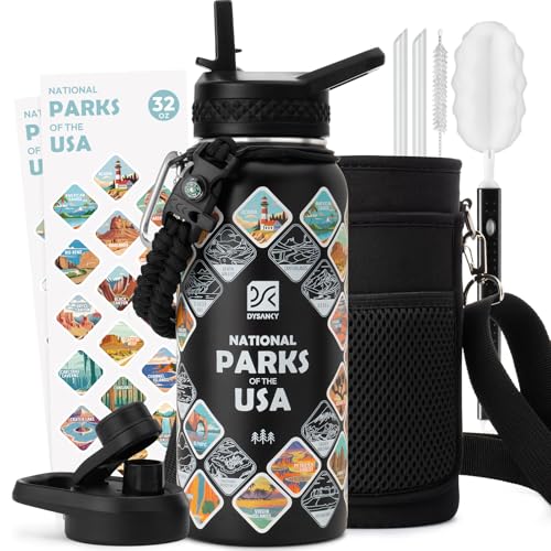 32 oz Insulated Water Bottle | Thickened Stainless Steel Vacuum Metal | Portable Sports Water Jug for Gym and Hiking with Straw, Carrier Bag, Handle Strap | BPA-Free 32 oz