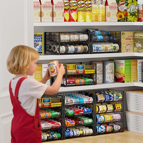 3-Pack-Stackable-Can-Rack-Organizer-Adjustable-Can-Holder-for-Pantry-2-Tier-Rolling-Can-Dispenser-Holds-Up-to-90-Cans-Canned-Food-Storage-Organizer-for-Kitchen-Cabinet-Black
